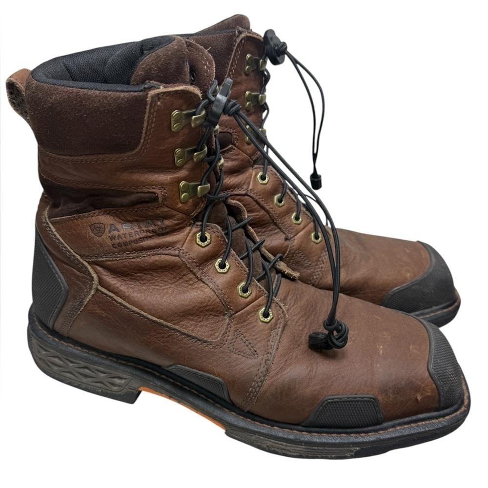 Ariat Men's Overdrive 8" Wide Square Toe WP Comp Toe Work Boots Brown 13D